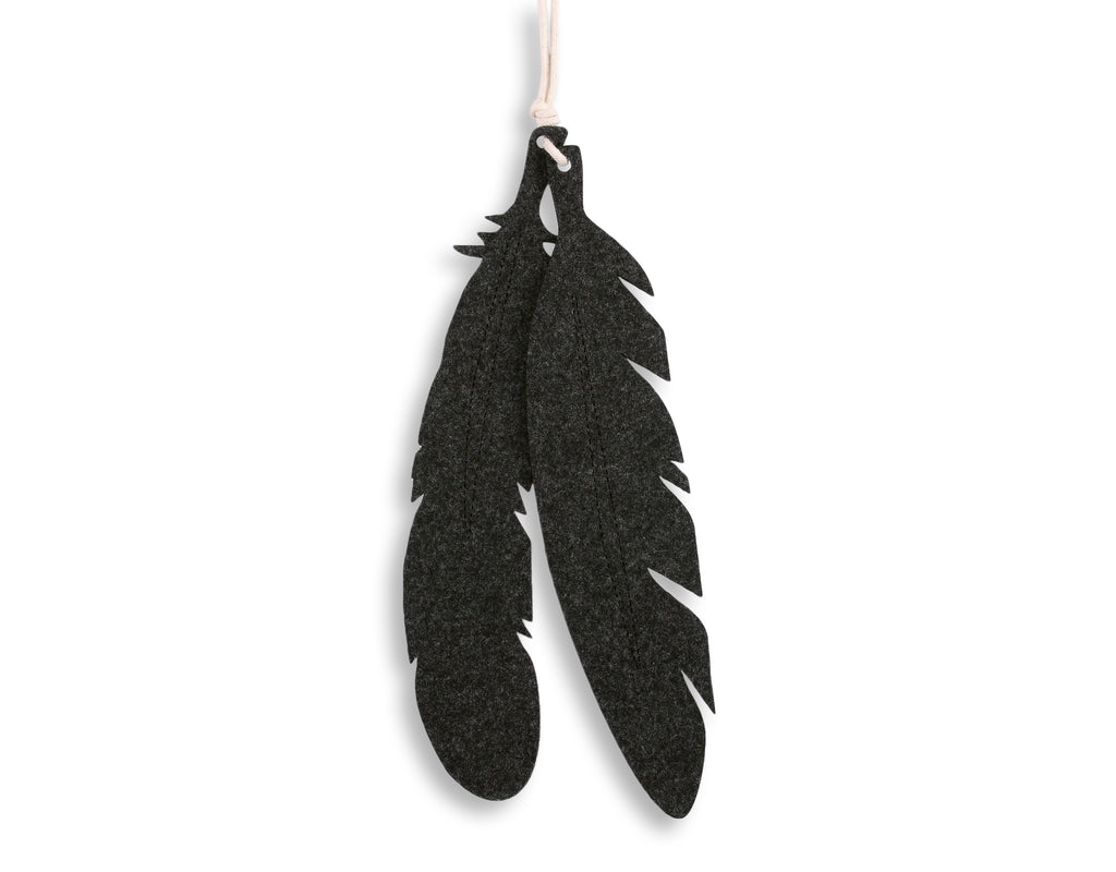 Tipi tent hanging - decorative large felt feathers 2pcs. - anthracite