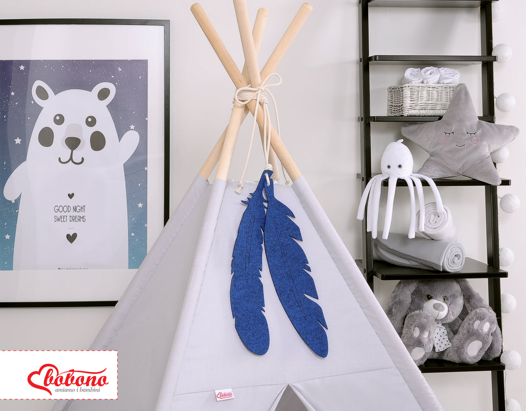 Decorative felt feathers 2pcs - blue