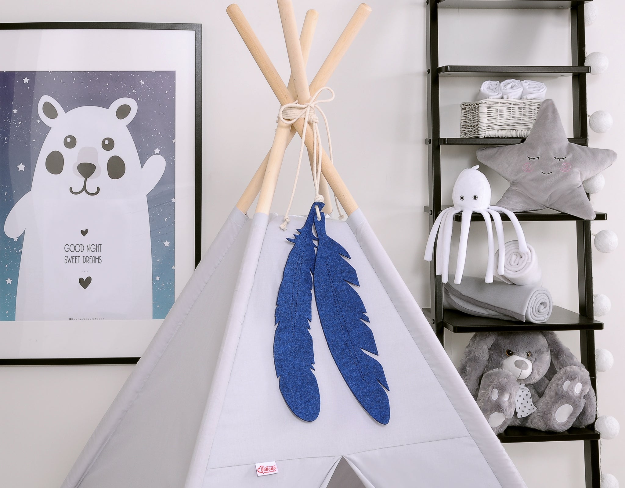 Decorative felt feathers 2pcs - blue