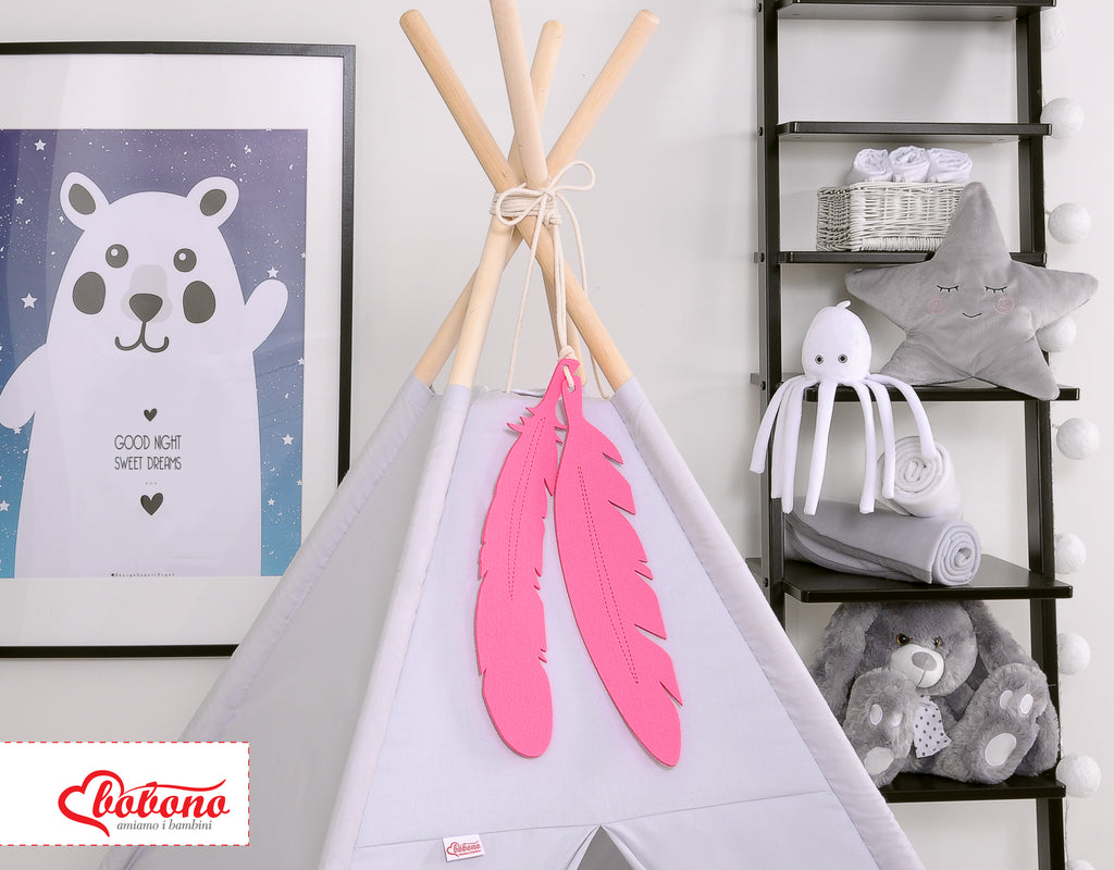 Decorative felt feathers 2pcs - pink