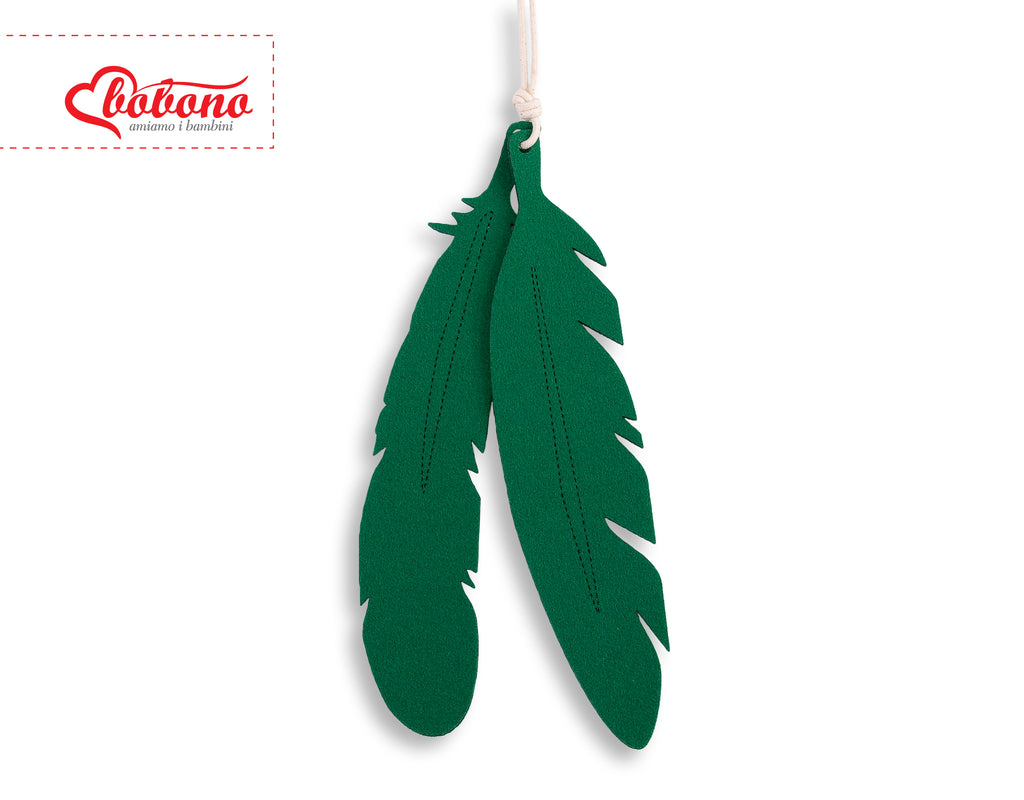 Decorative felt feathers 2pcs - green