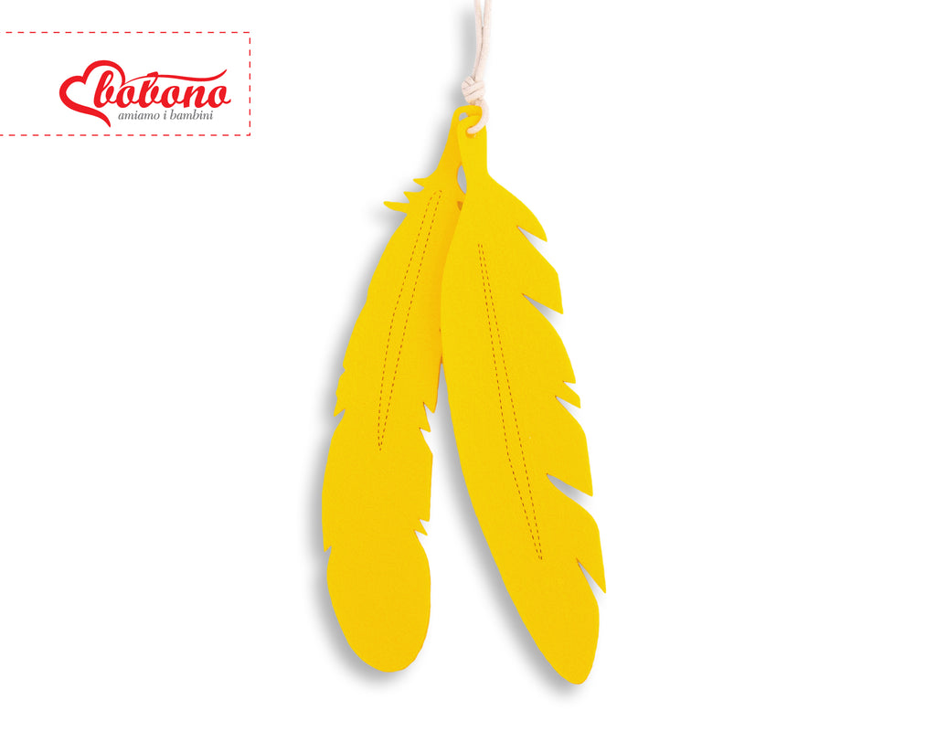 Decorative felt feathers 2pcs - yellow