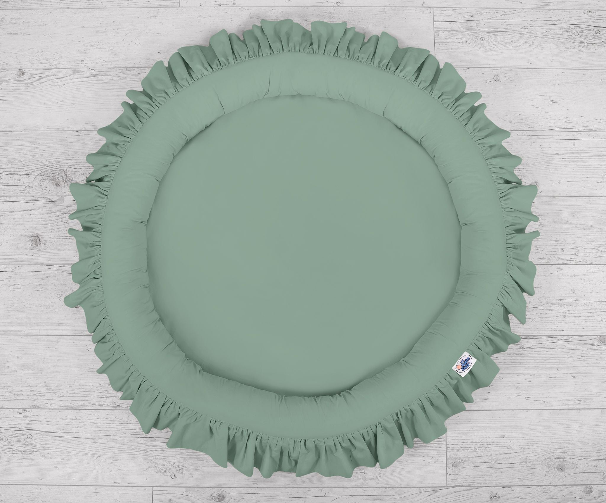 Set: Hanging baldachin for children's room cotton + nest with flounce - pastel green