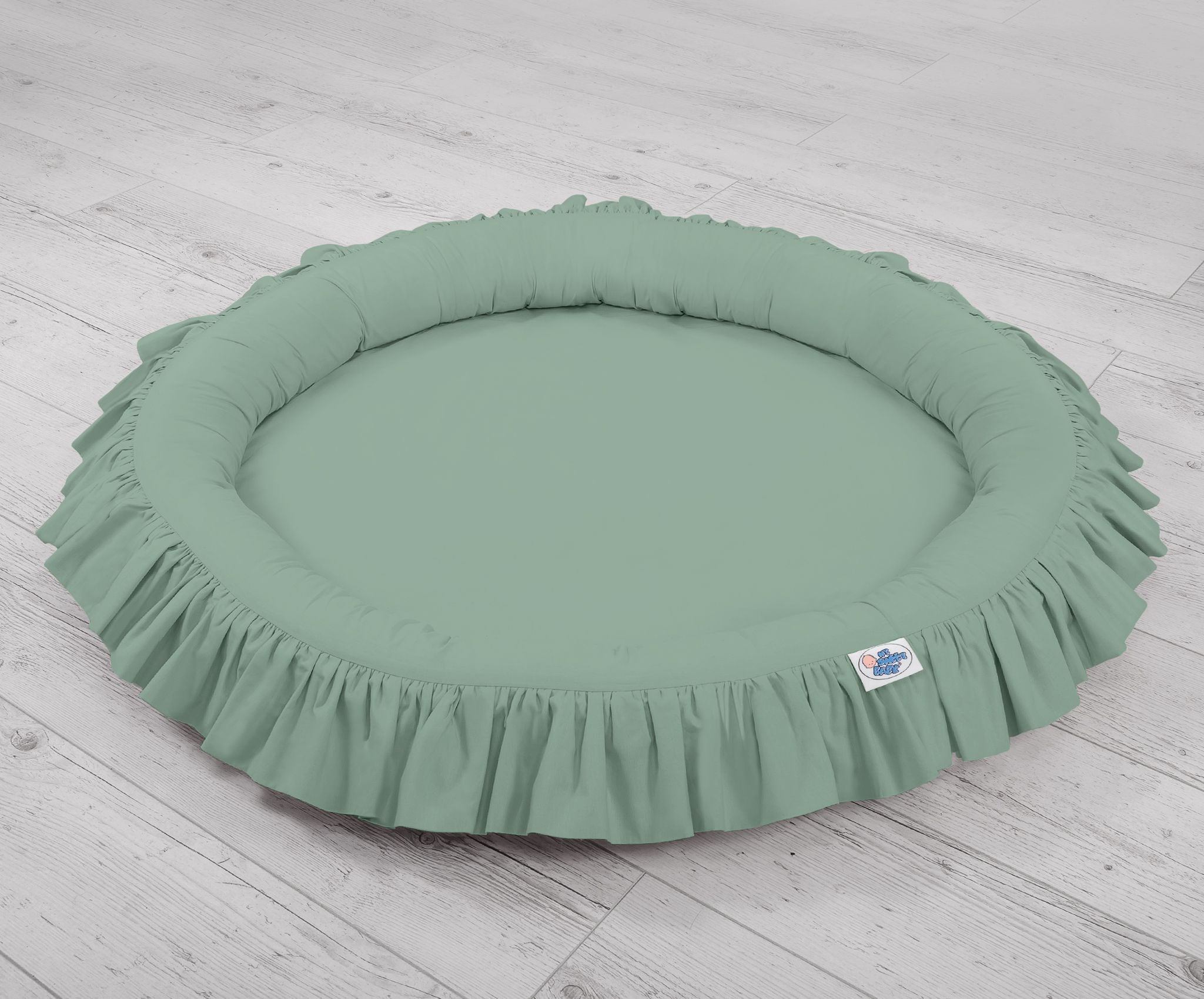 Set: Hanging baldachin for children's room cotton + nest with flounce - pastel green