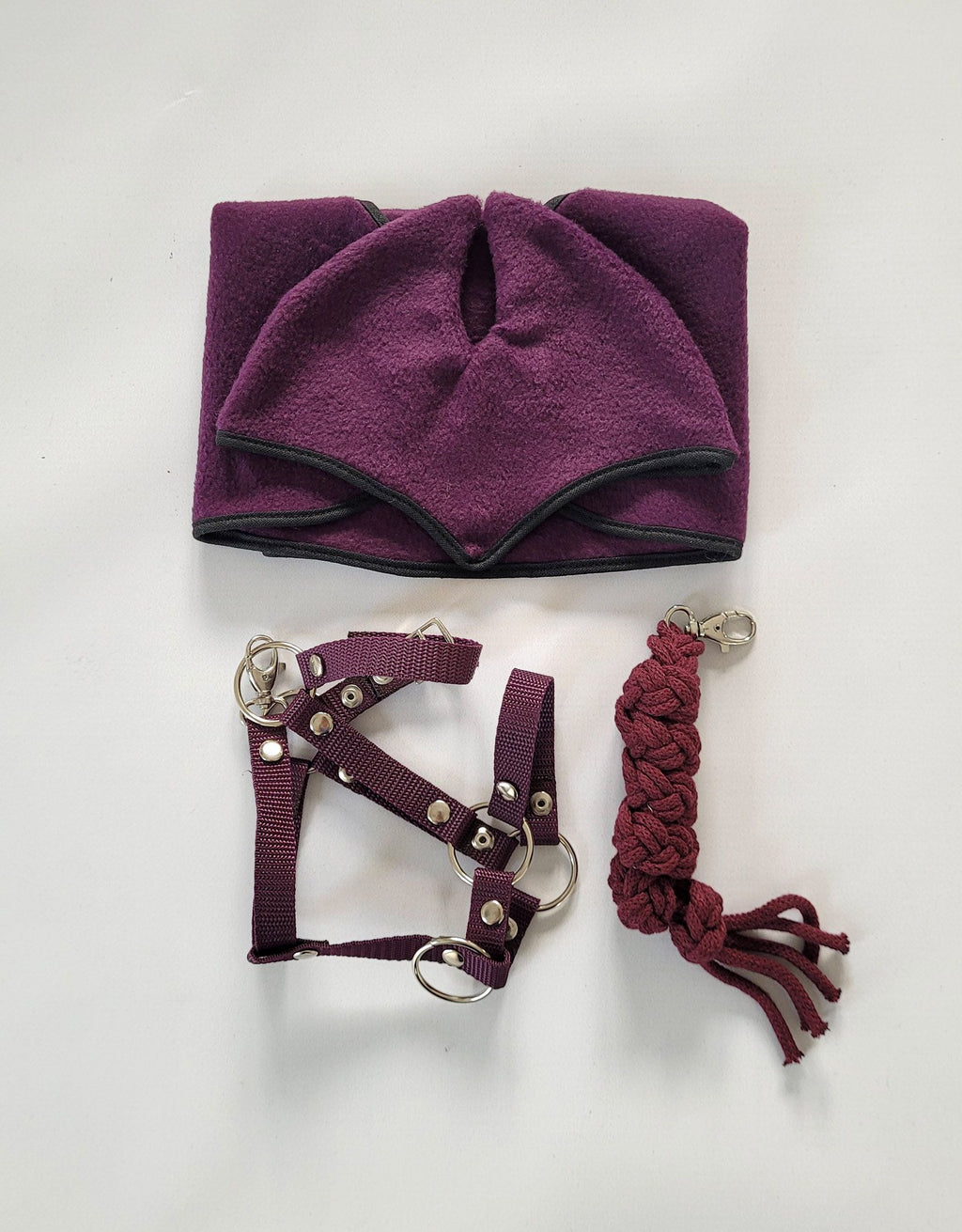 Set for Hobby Horse A3: Fleece blanket + earmuffs - plum