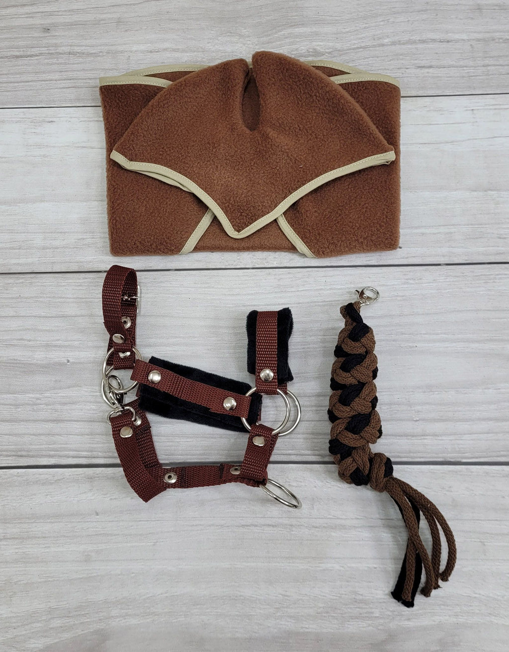 The adjustable halter for Hobby Horse A3 - brown with black furry