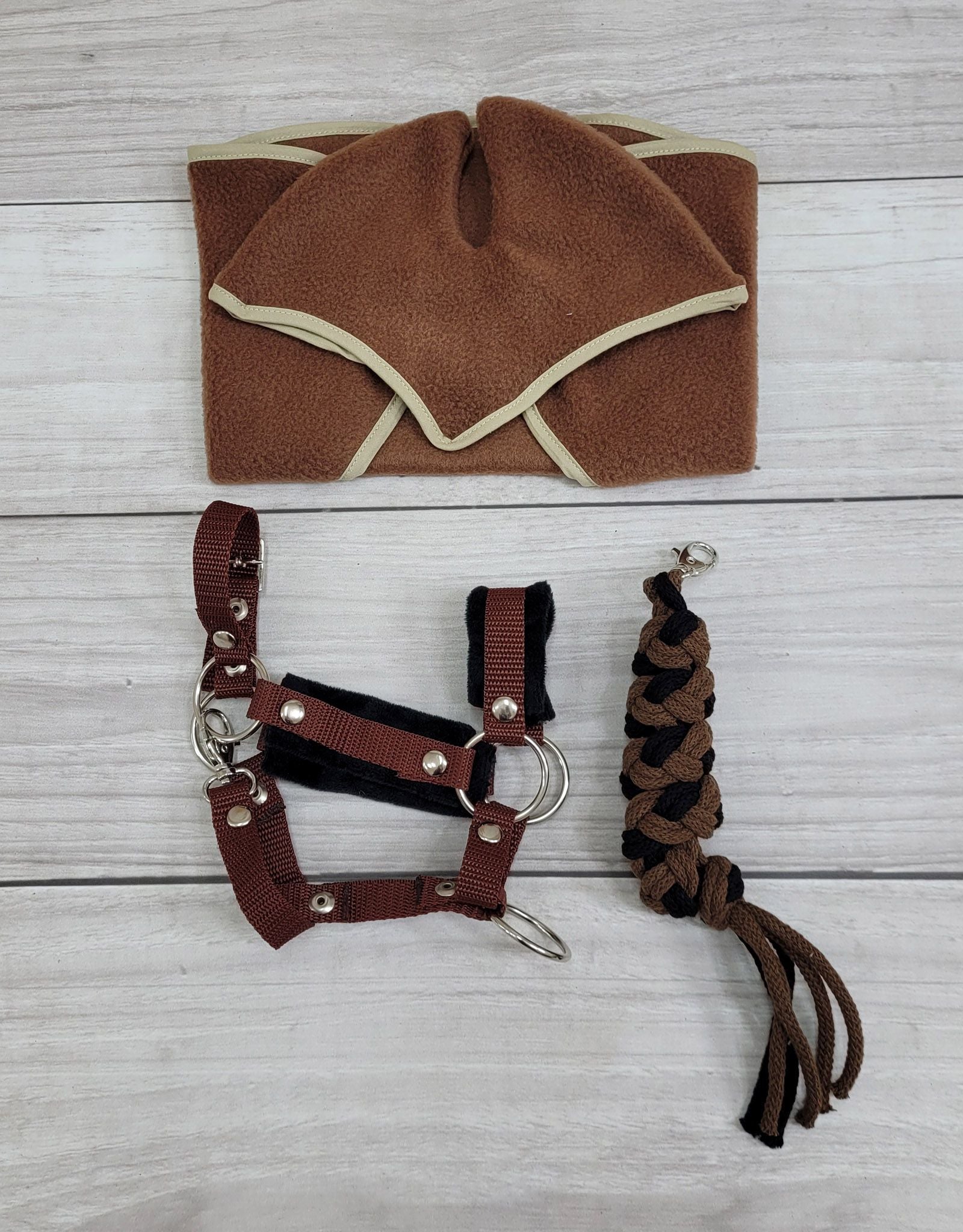 The adjustable halter for Hobby Horse A3 - brown with black furry