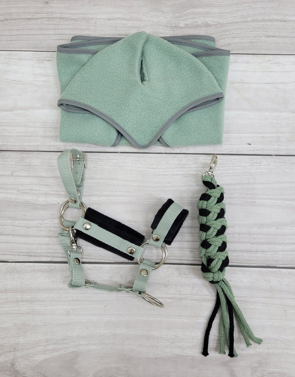 The adjustable halter for Hobby Horse A3 - sage with black furry