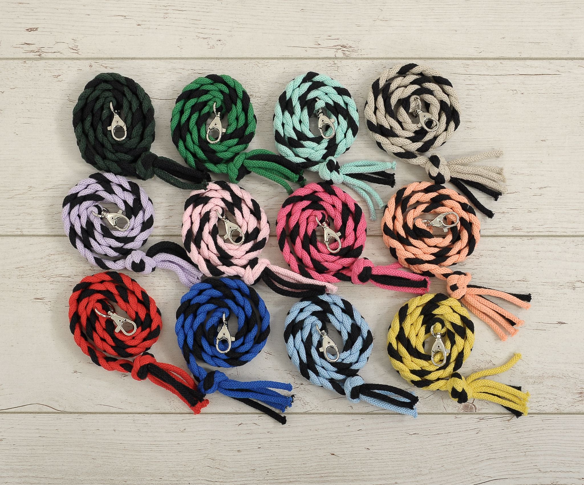 Set for Hobby Horse: the halter A3 with black furry + Tether made of cord - black-mint