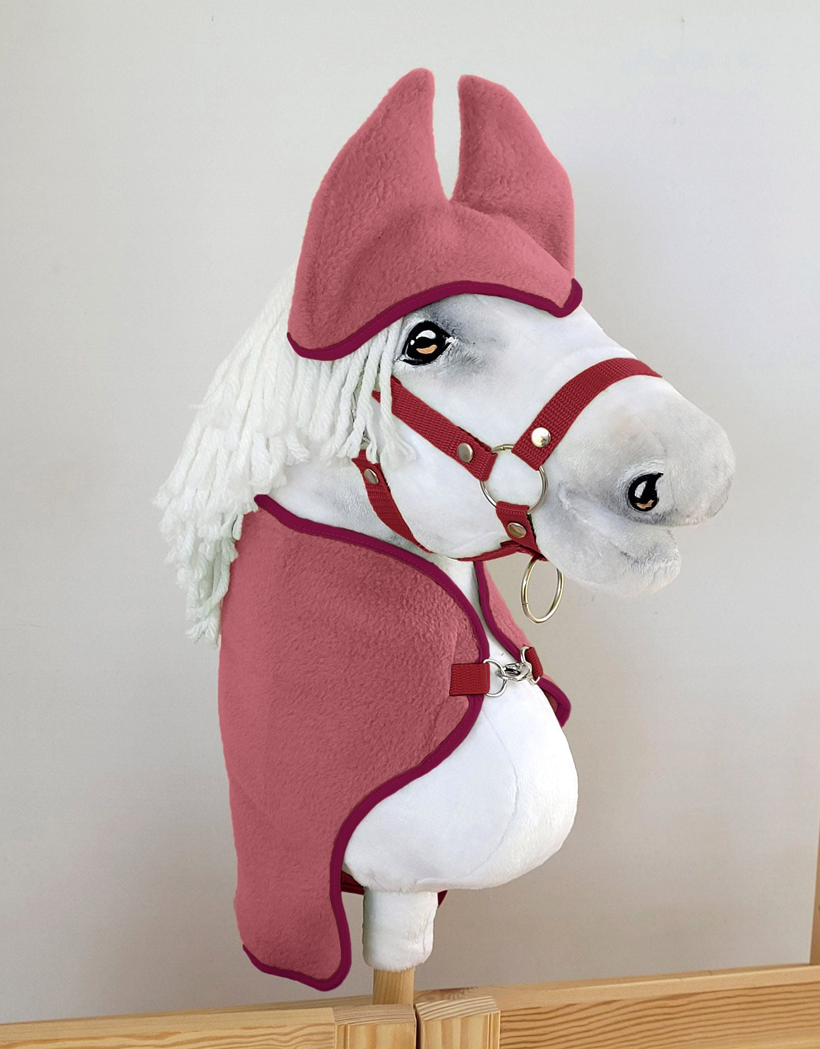 Set for Hobby Horse A4 and A5: Fleece blanket + earmuffs - berry