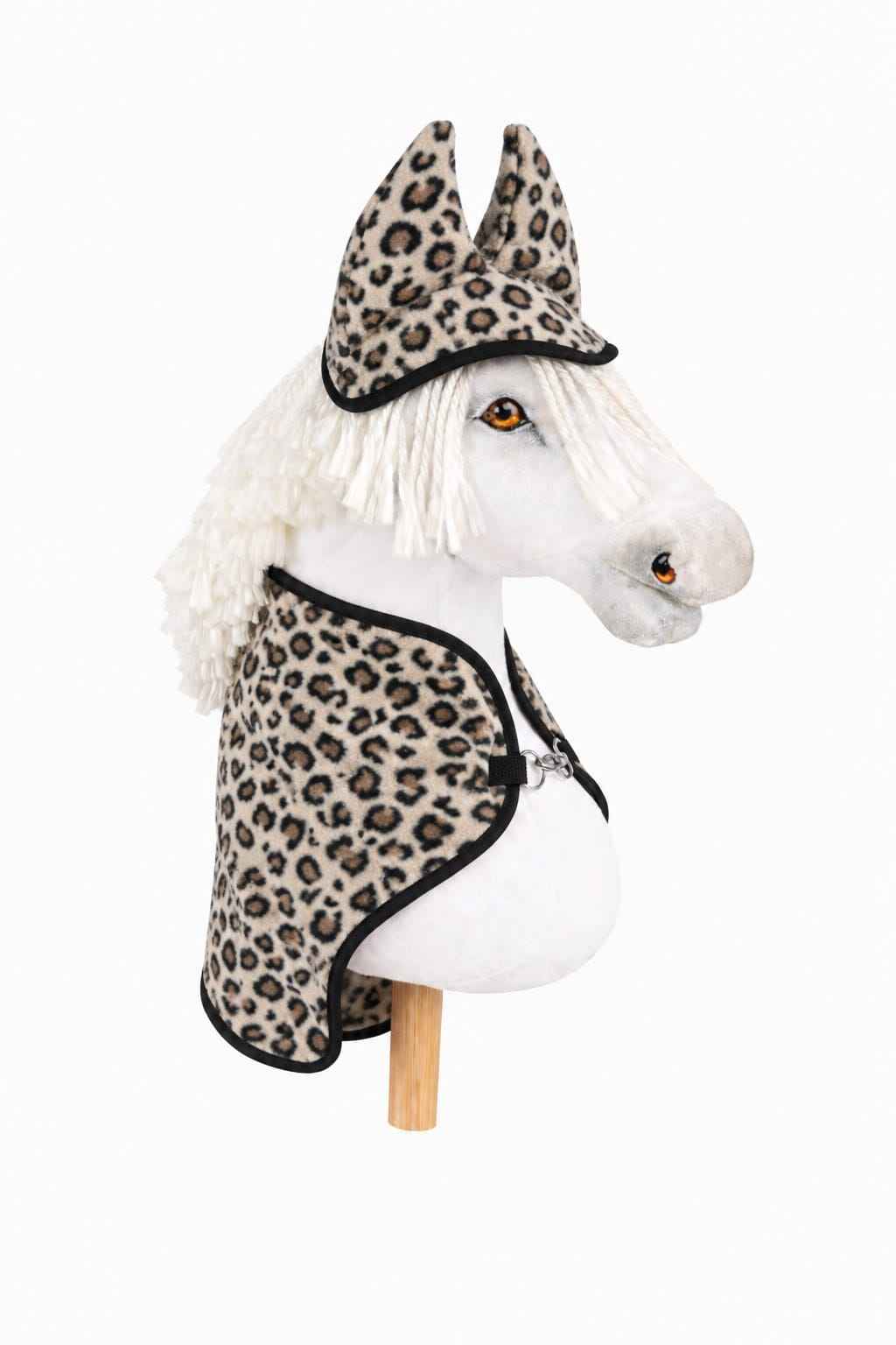 Set for Hobby Horse A4 and A5: Fleece blanket + earmuffs - beige leopard-print pattern