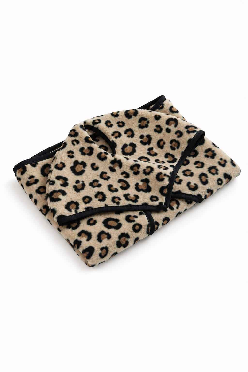 Set for Hobby Horse A4 and A5: Fleece blanket + earmuffs - beige leopard-print pattern