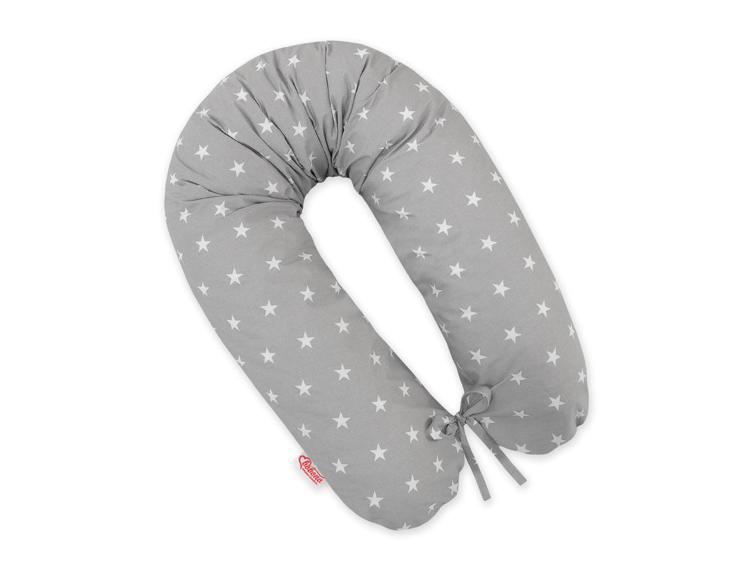 Cotton  pillowcase for pregnancy pillow Longer - Stars on grey