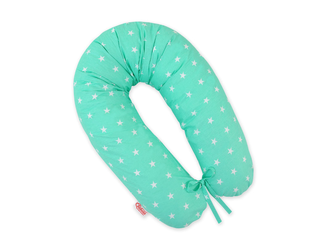 Cotton  pillowcase for pregnancy pillow Longer - Stars on mint