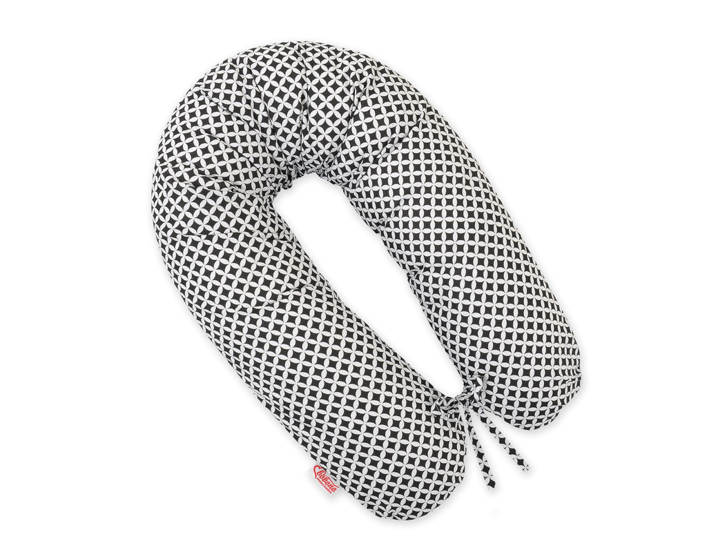 Cotton  pillowcase for pregnancy pillow Longer - Black mini-rosette